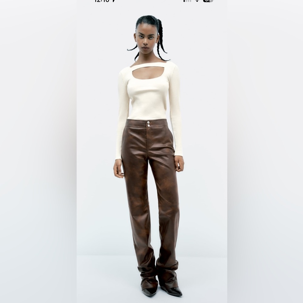ZARA Brown Faux Leather Pants
